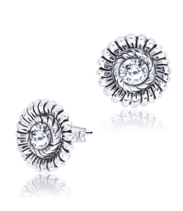 Sunflower Designed with CZ Silver Ear Stud STS-3734